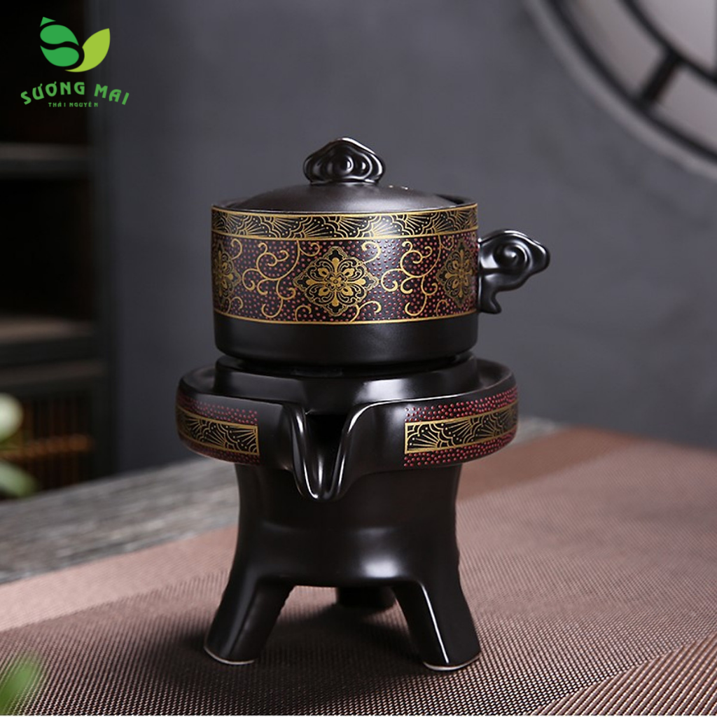 Bộ ấm chén pha trà cối xay sm008 – Đỏ đen vàng 12&14&15 món