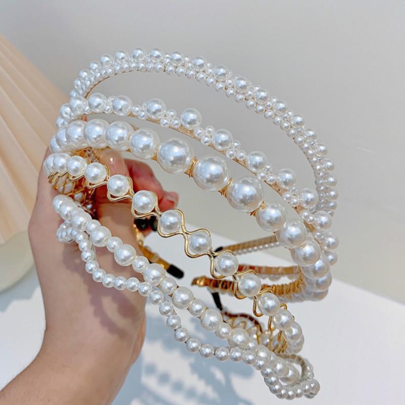 Bờm Ngọc Trai Nhân Tạo Tóc Đính Đá Cài Tóc Rửa Mặt Hàn Quốc