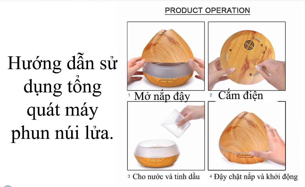 Máy khuếch tán tinh dầu núi vàng có remote điều khiển từ xa