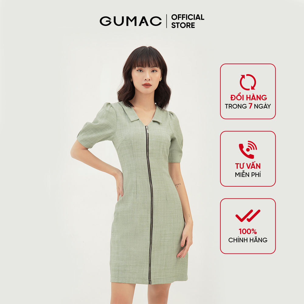 Đầm ôm nữ thiết kế phối dây kéo GUMAC DB328