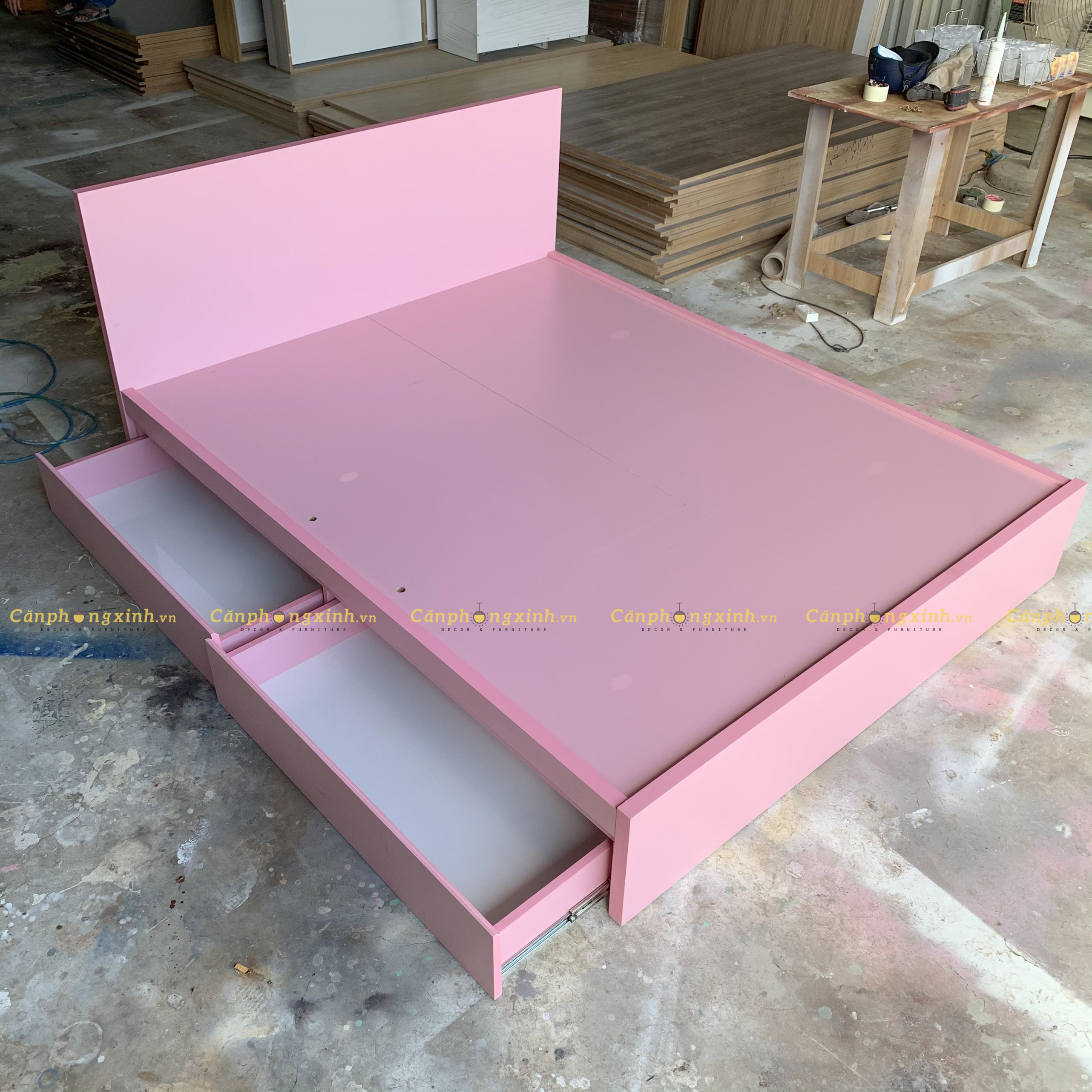 Giường ngủ gỗ MDF 2 hộc kéo full giường CPX-G41