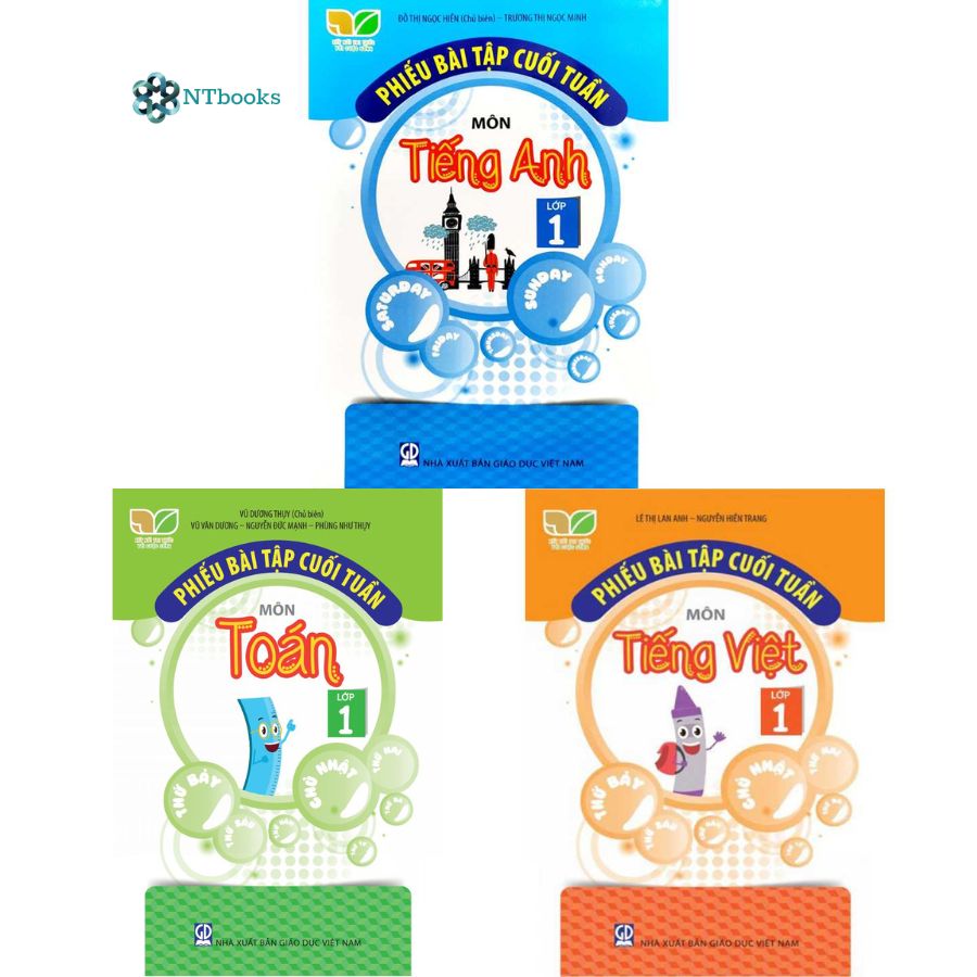 Combo 3 cuốn Phiếu bài tập cuối tuần môn Toán, Tiếng Việt, Tiếng Anh Lớp 1 - Giáo Dục