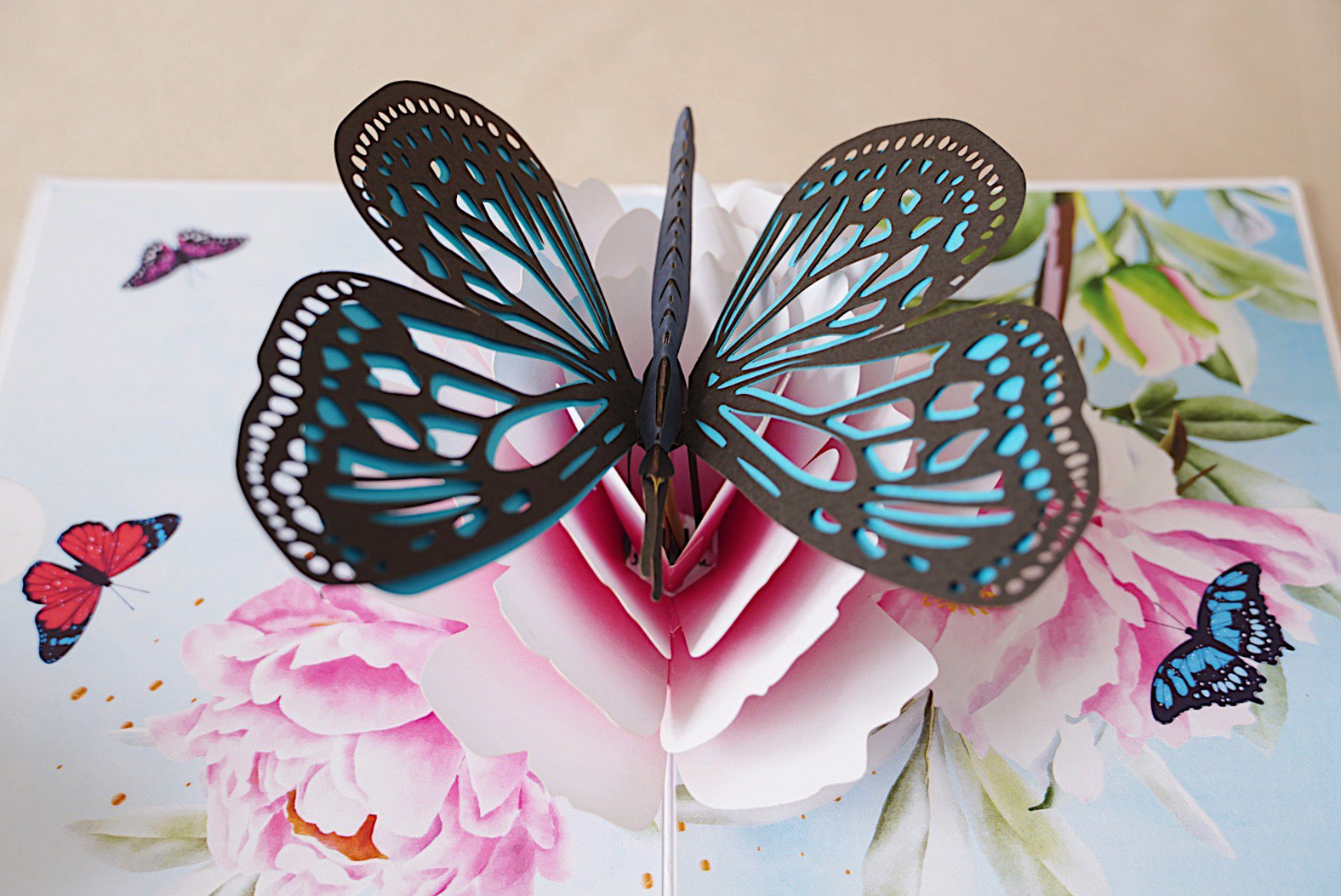 A17 -  Thiệp 3D Bươm Bướm Xanh – Pop Up Card Viethands Giftshop