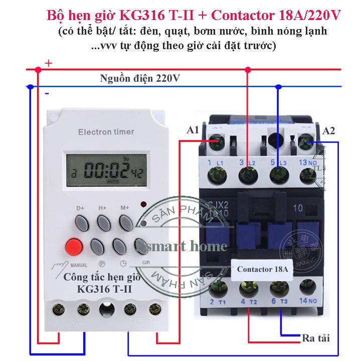 Công tắc hẹn giờ KG316 T-II công suất 25A/220V có khóa phím, bộ hẹn giờ tự động - Được lập trình bật tắt tự động tiết kiệm thời gian cho người dùng