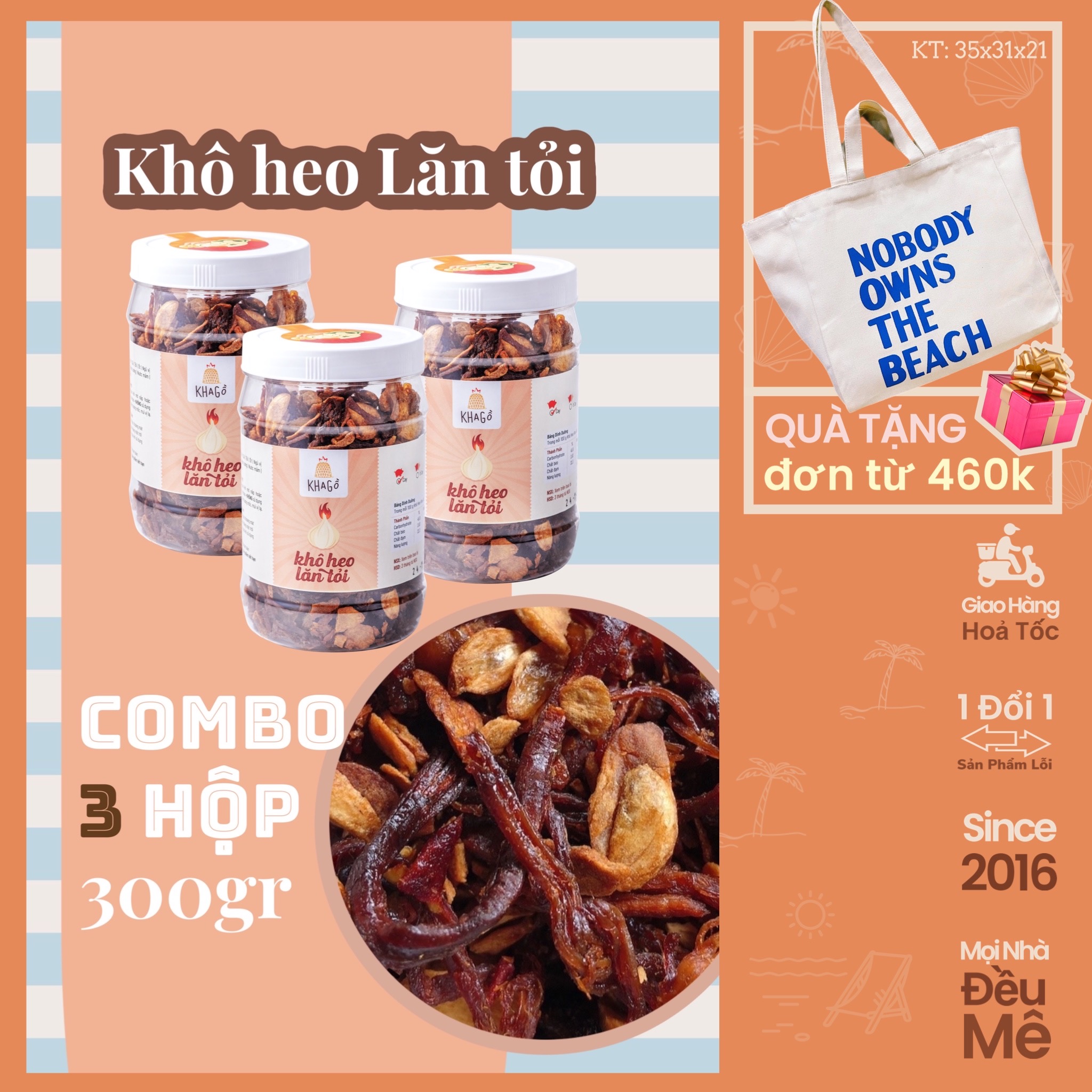 [Giá Tiết Kiệm] Combo 3 Khô Heo 300gr | Kha Gồ | Ăn vặt văn phòng, Đặc sản, Du lịch, Tiệc Tùng, Quà tặng
