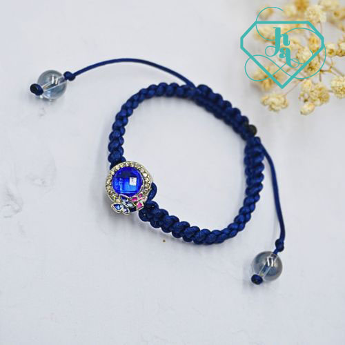 Vòng thắt dây thạch anh khói mix charm VTD-03