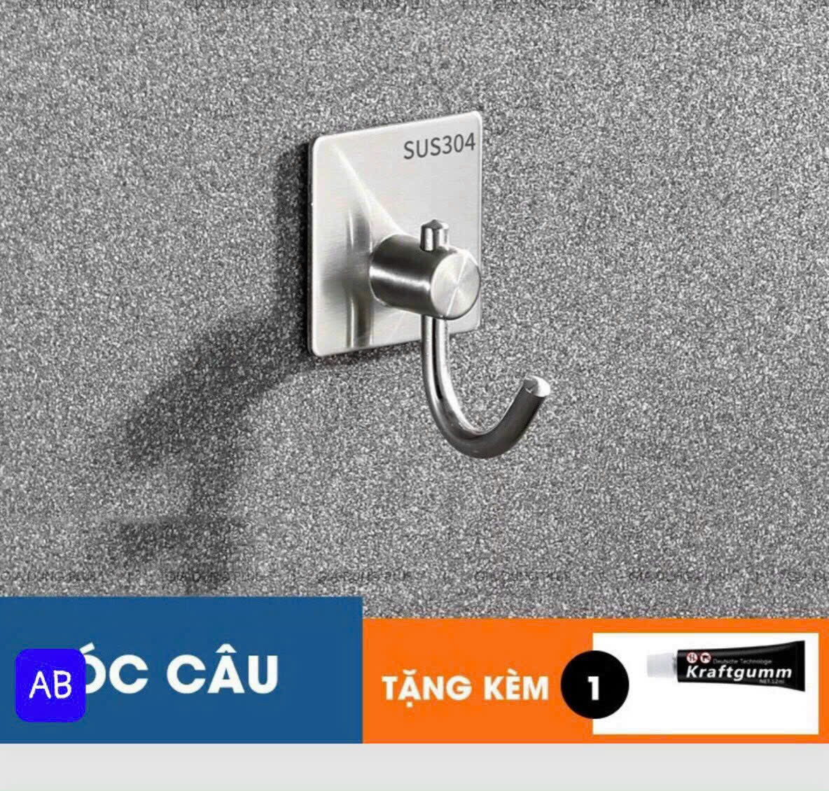 Móc Dán Tường Inox 304 Lưỡi Câu Cao Cấp Chống Gỉ Sét Siêu Bền Siêu Chịu Lực - Móc Treo Đồ Gia Đình Tiện Dụng