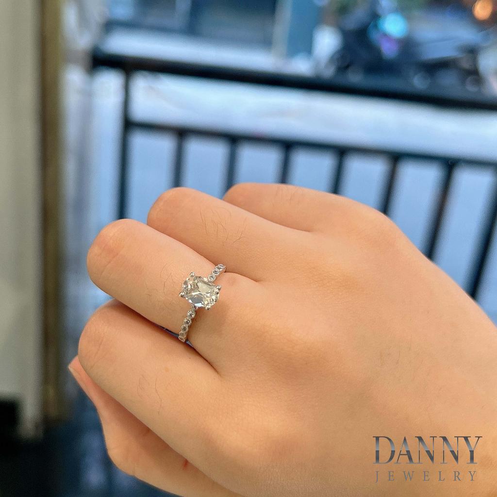 Nhẫn Nữ Danny Jewelry Bạc 925 Xi Rhodium Đính Đá Topaz Trắng Viền CZ N0100