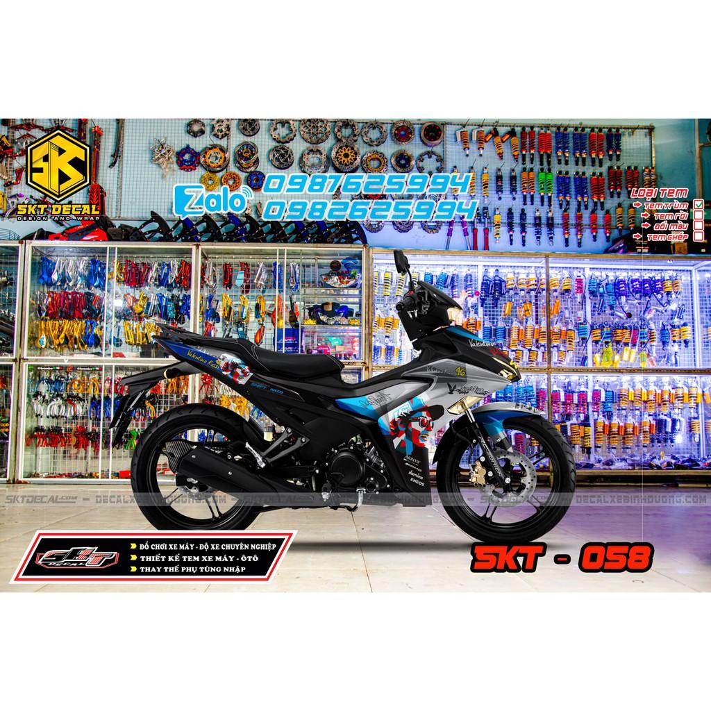 tem trùm dành cho exciter 155 xanh xám đỏ valentin