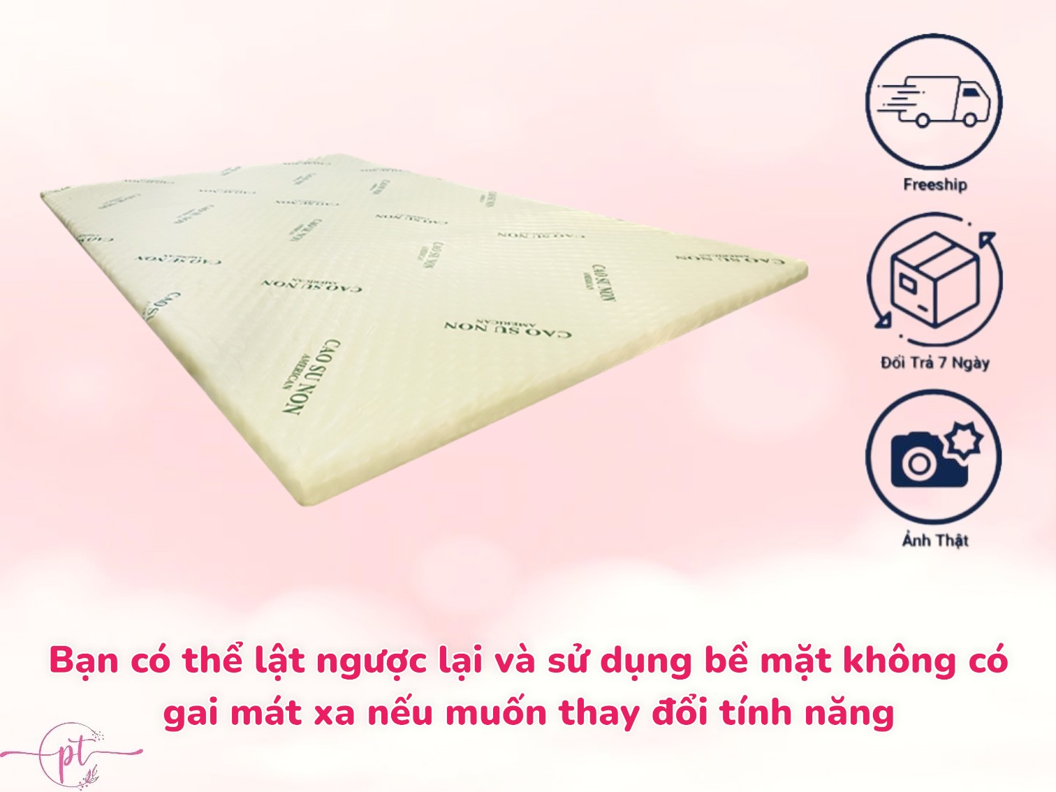Nệm Cao Su Non Massage America Dày 3cm Kích Thước 80cm/1m/1m2/1m4/1m6/1m8 Tặng Kèm Áo Bảo Vệ Nệm