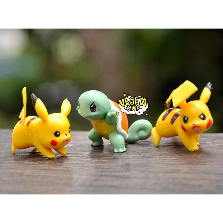 Mô hình Pikachu - Trọn bộ 8 mô hình Pikachu Bubasaur Squirtle Eevee Psyduck Rowlet - Cao khoảng 3.5 ~ 5cm