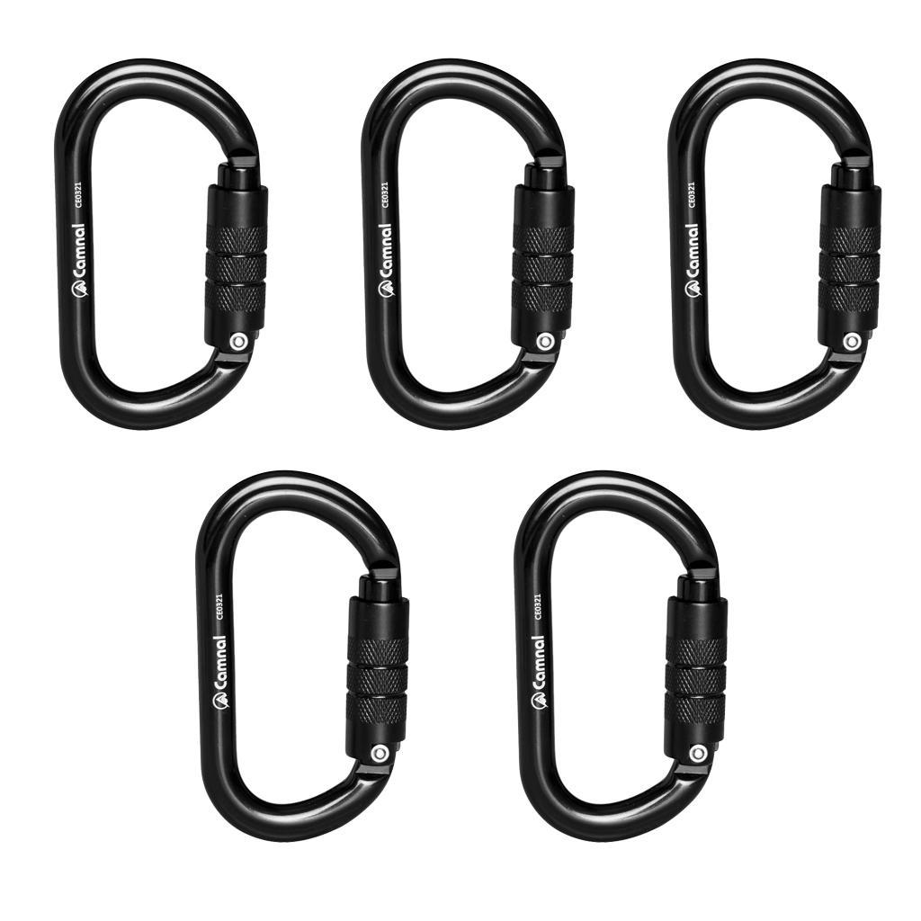 5pcs 25KN Aluminum Climbing  Carabiner D Type  Multicolor