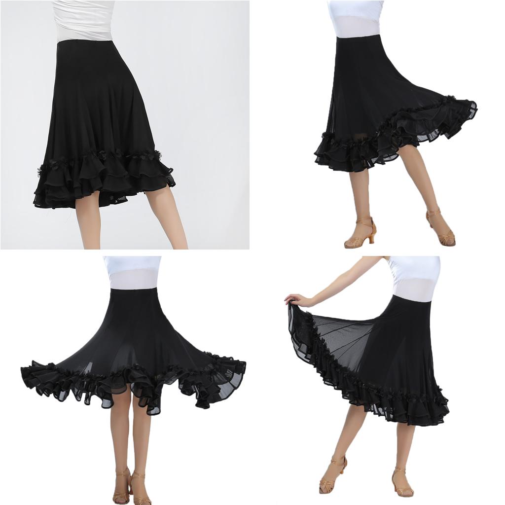 Elegant Ballroom Dancing Latin Waltz Dance Party Big Swing Mesh Skirt