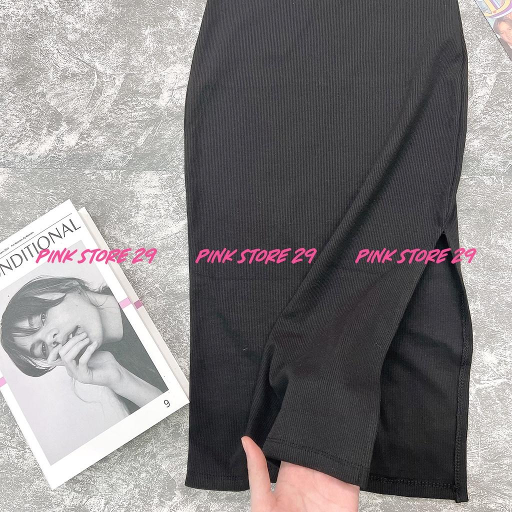 Đầm Body Hai Dây Dáng Dài Xẻ Tà PINKSTORE29, Phong Cách Hiện Đại D078