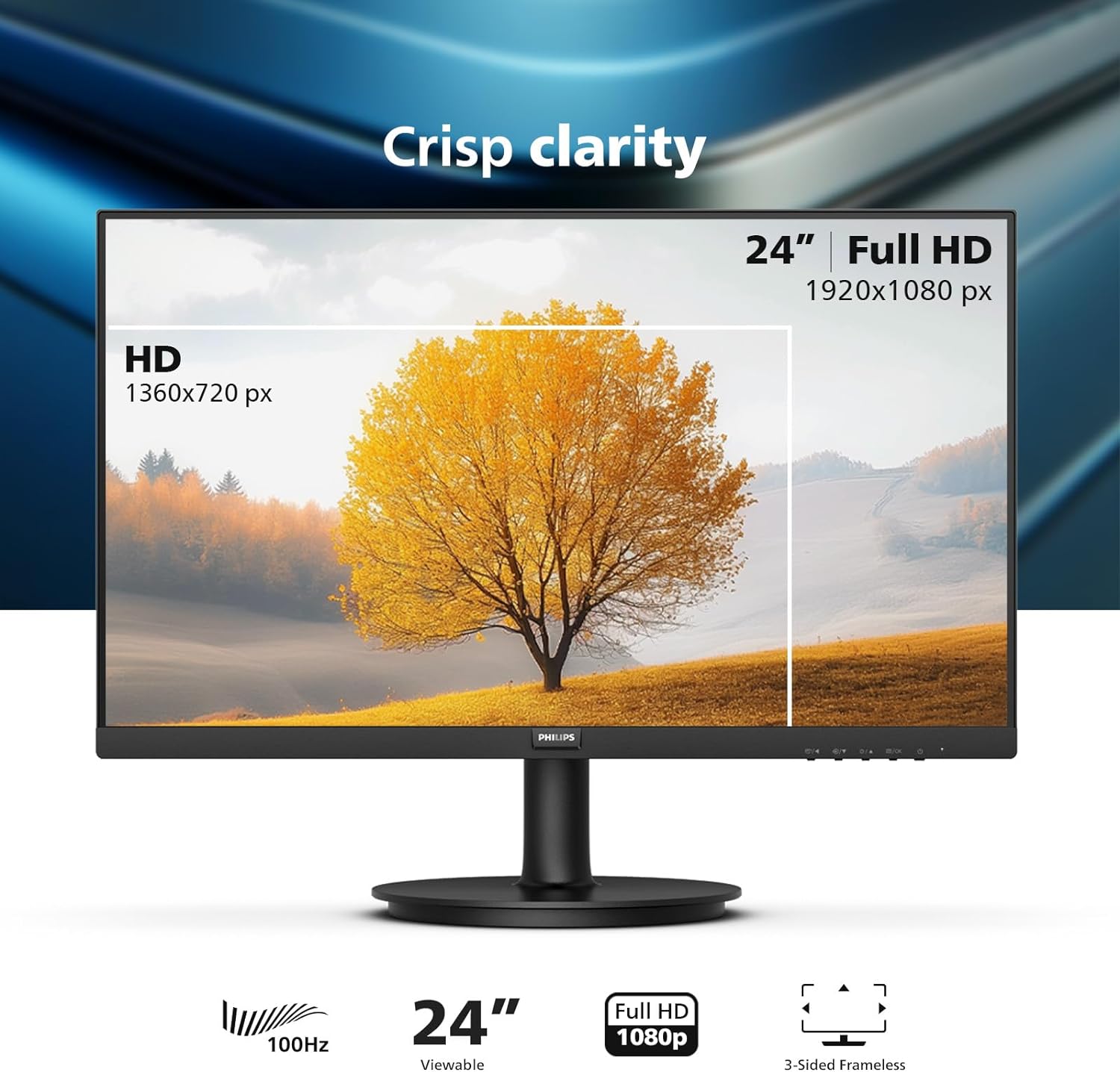 Màn hình máy tính 24inch Philips 241V8LB (23.8&quot; VA Full HD 100Hz 4ms, HDMI+VGA) - Hàng chính hãng DigiWorld phân phối