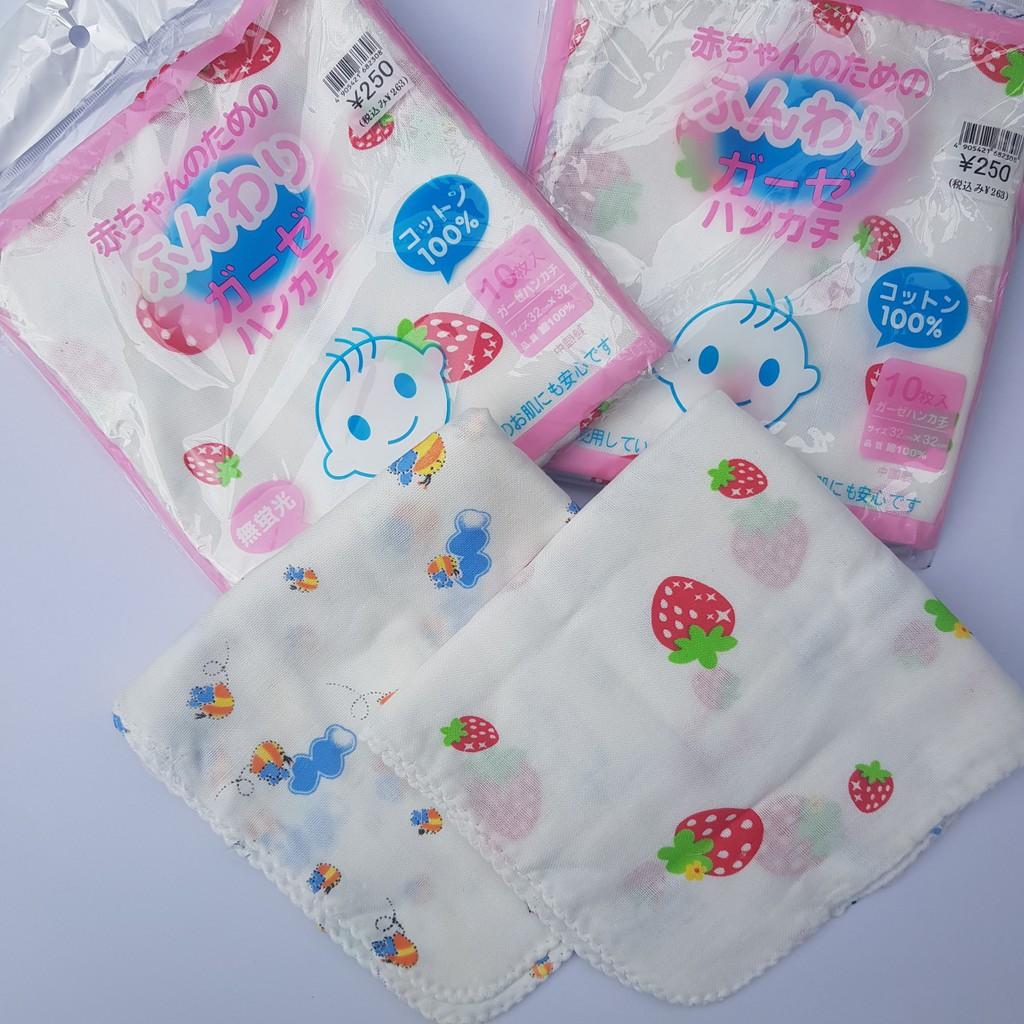 Bịch 10 khăn sữa hoa xuất Nhật siêu mềm cho bé