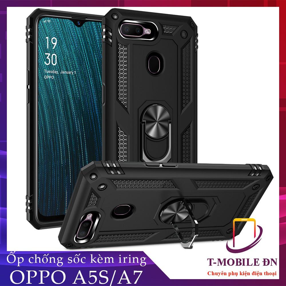 Ốp lưng cho Oppo A5S A7 chống sốc 2 lớp kèm nhẫn iring làm giá đỡ