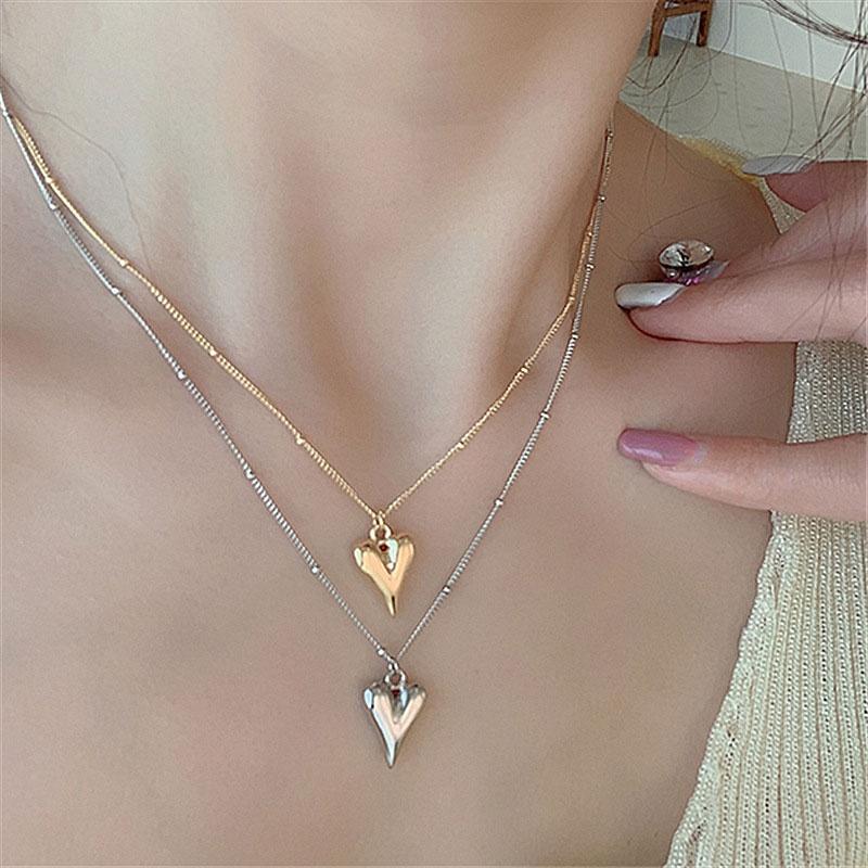 XiaoboACC 2021 New Korean Fashion Three-dimensional Heart Pendant Necklace