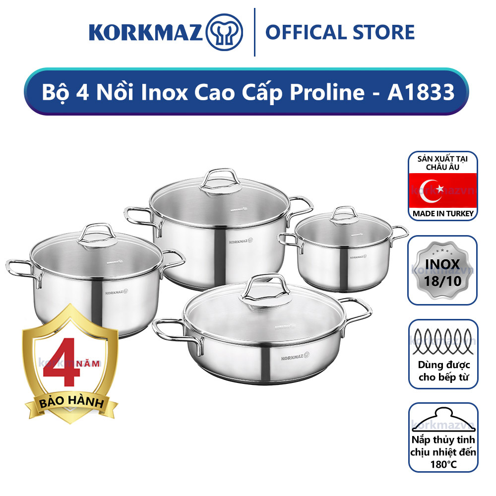 Bộ 4 nồi inox 18/10Korkmaz Perla