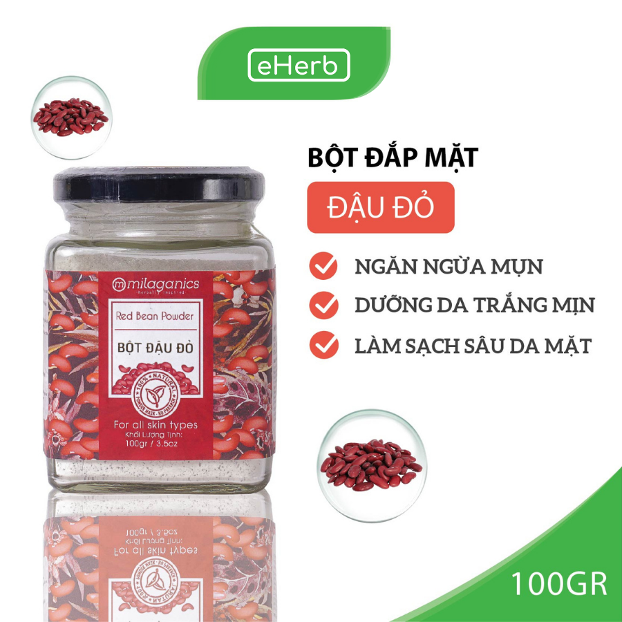 Combo 3 Hũ Bột Trắng Da, Dưỡng Ẩm: Bột Đậu Đỏ, Bột Yến Mạch, Bột Cám Gạo MILAGANICS (100g/ Hũ)