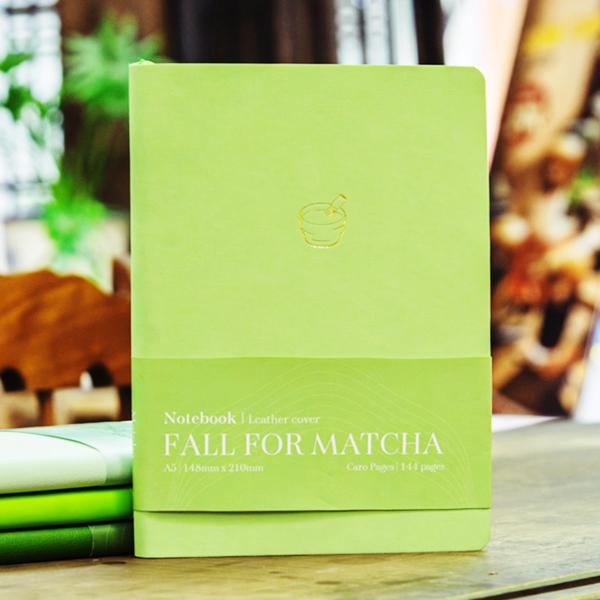 Sổ Bìa Da Mềm - Fall For Matcha A5 - Kẻ Caro - 144 Trang 100gsm - The Sun - Matcha Frappuccino