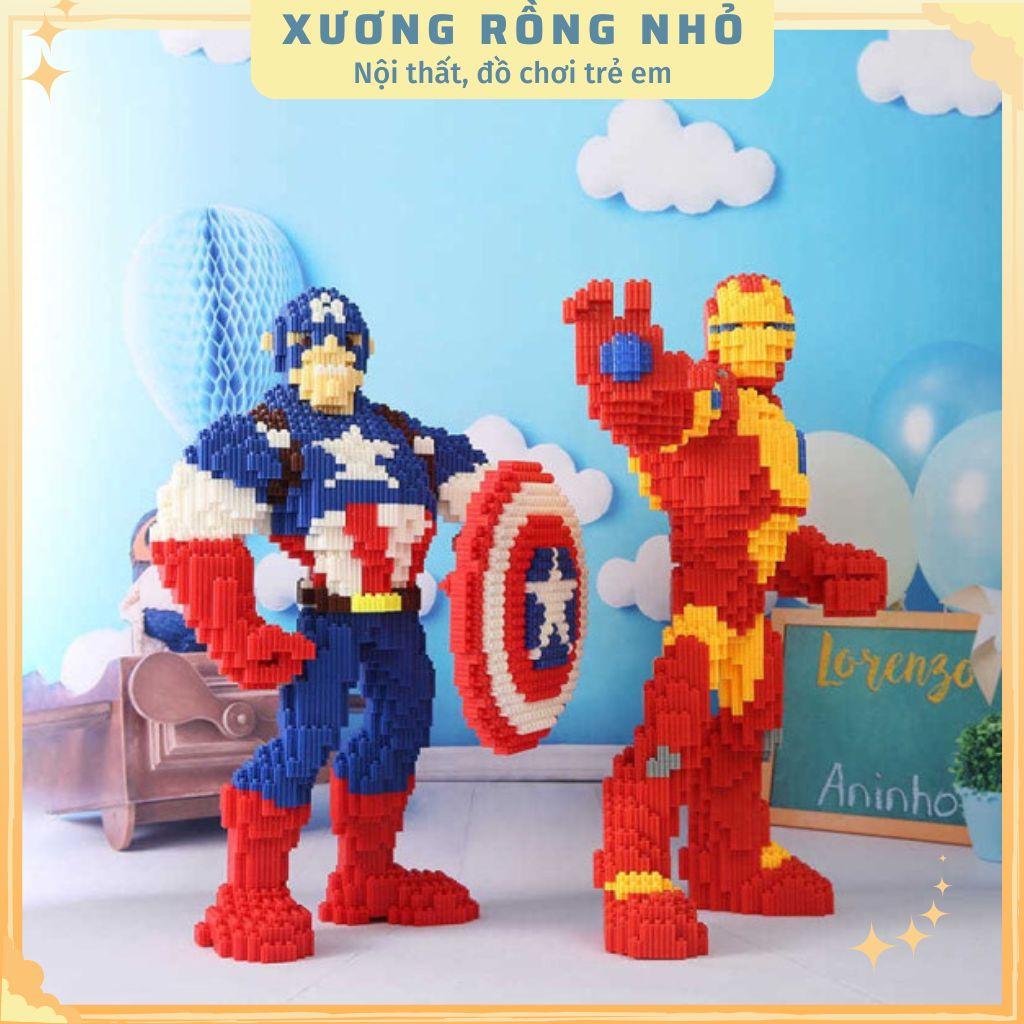 Mô hình lắp ráp nhân vật hoạt hình siêu anh hùng người nhện, captain, người sắt cỡ lớn 45cm fullbox nhựa ABS an toàn