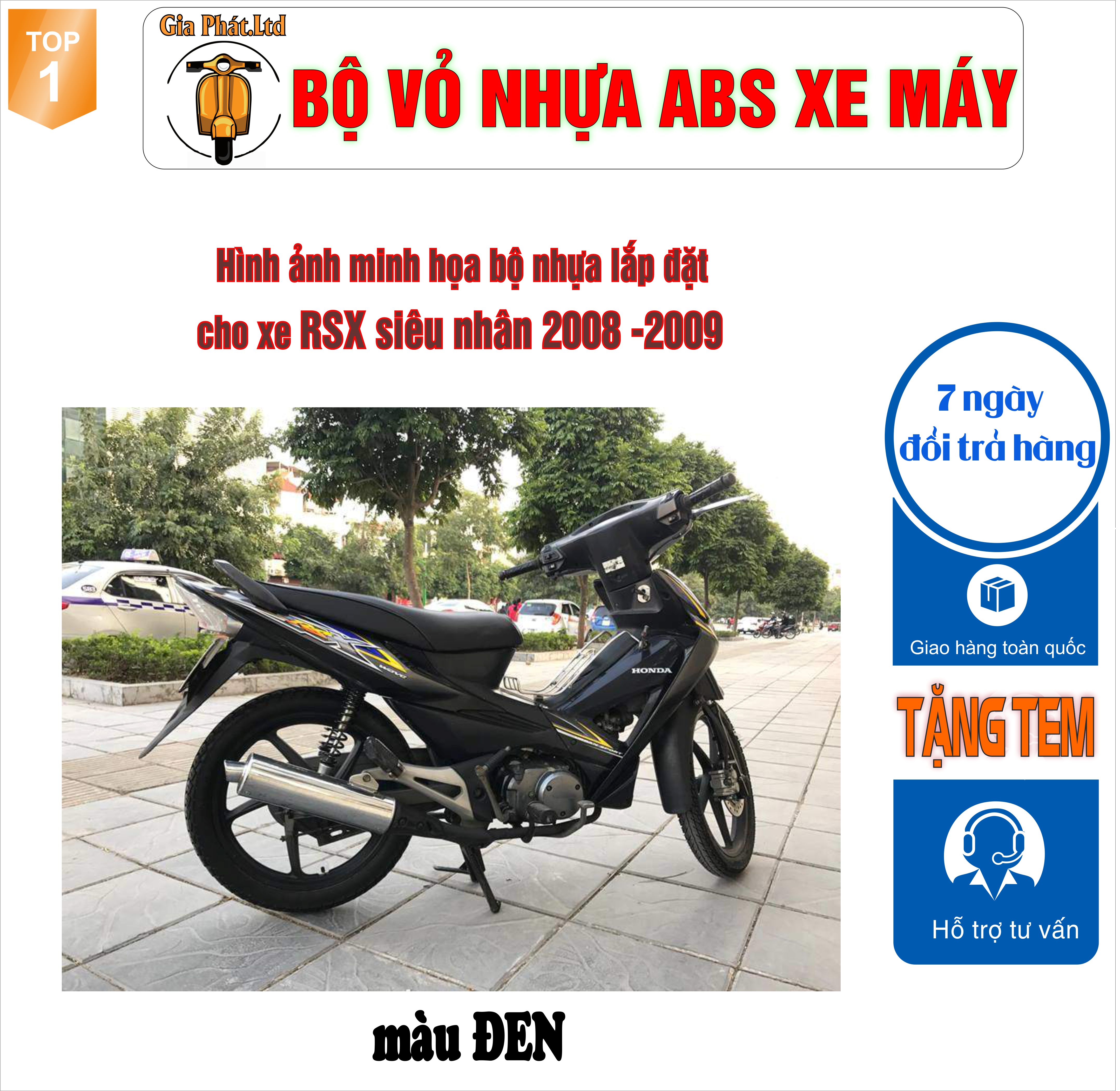 [TẶNG TEM] Bộ vỏ nhựa dàn áo màu ĐEN gắn xe wave RSX SIÊU NHÂN( MỚI ) -RSX 100 đời 2008 đến 2009 - nhựa cao cấp loại 1