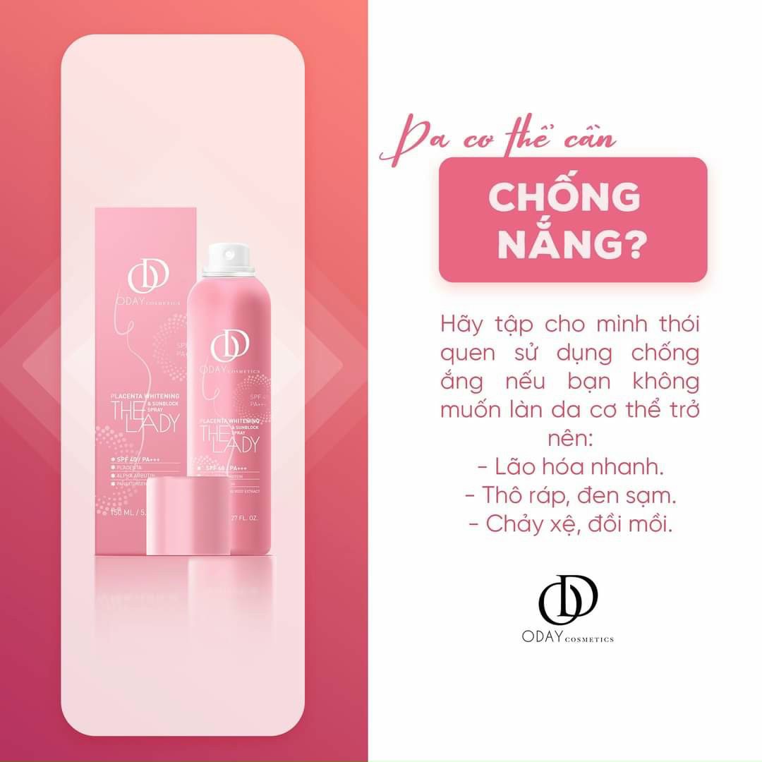 The Lady – Xịt chống nắng và dưỡng sáng da toàn thân - Oday Cosmetics