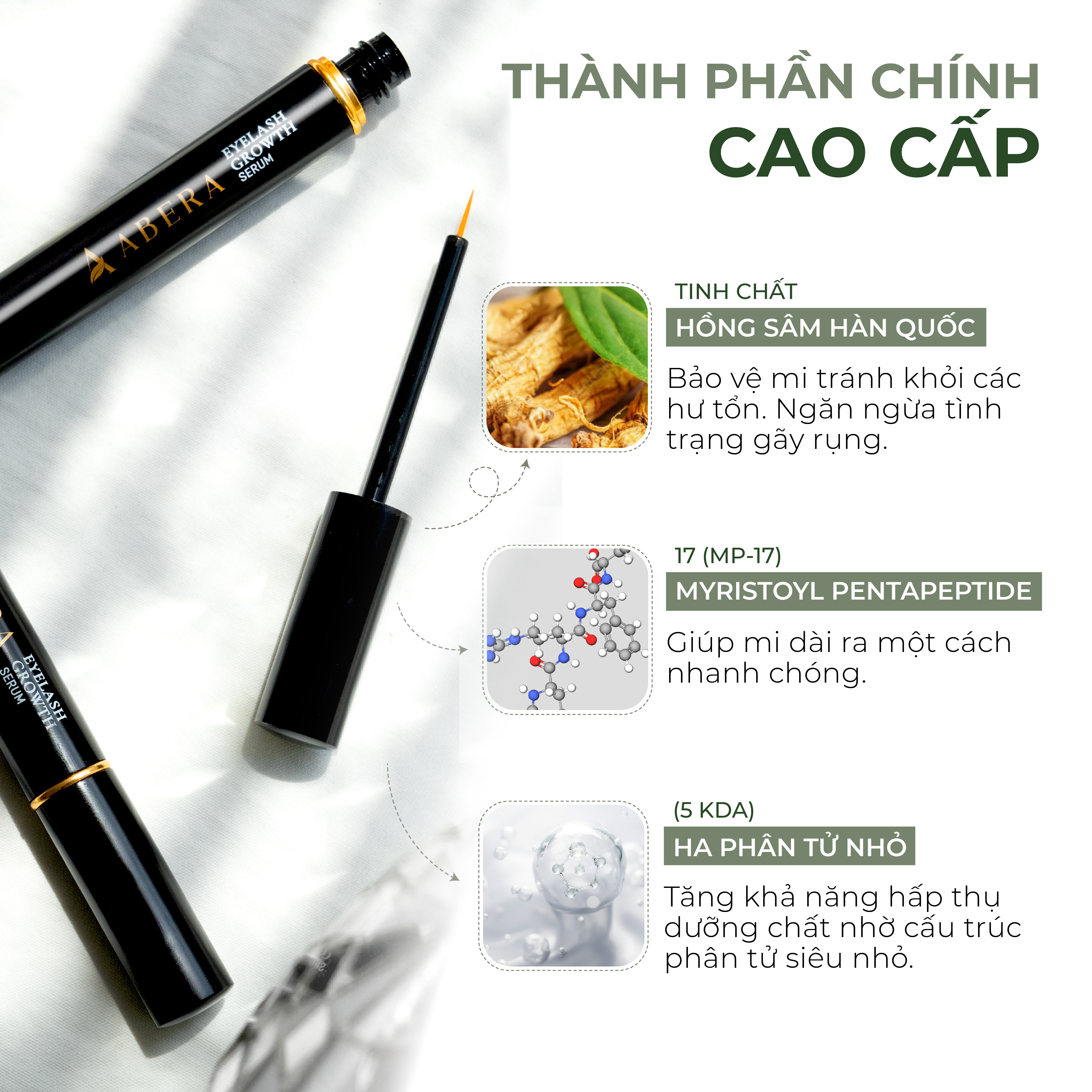 [COMBO 3] Tinh Chất Dưỡng Mi ABERA Dưỡng Mi Dài Và Dày, Cải Thiện Tình Trạng Mi Thưa, Dễ Gãy Rụng