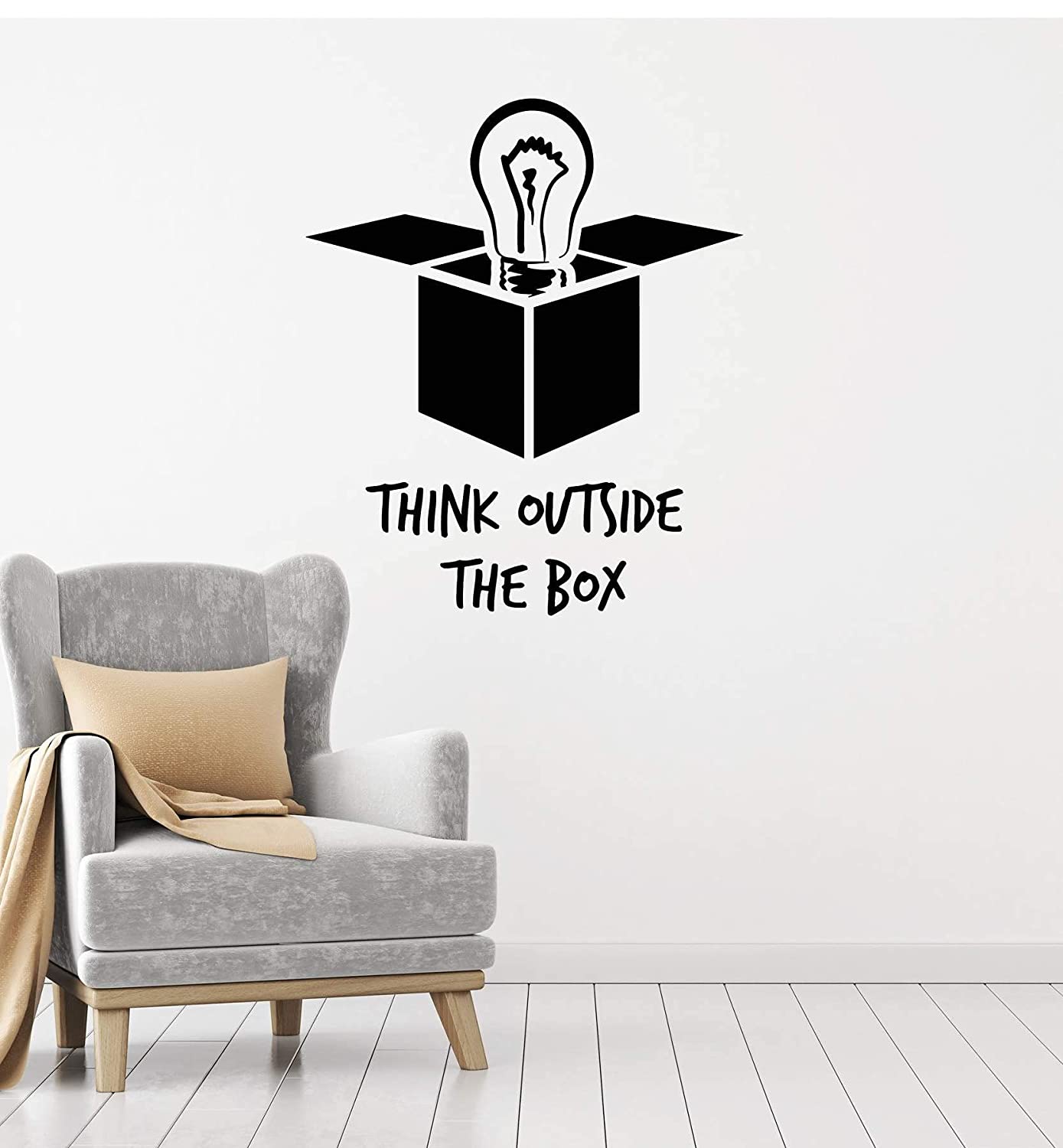 Decal Tiếng Anh Dán Trang Trí Văn Phòng Truyền Cảm Hứng "Think outside the box" mẫu số 1