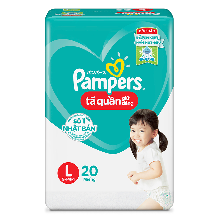 Tã Quần Pampers Giữ Dáng Mới Gói Trung L20 (20 Miếng)