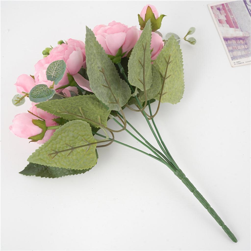 2X Artificial Silk Peony Bridal Bouquets for Wedding Home Decoration Pink