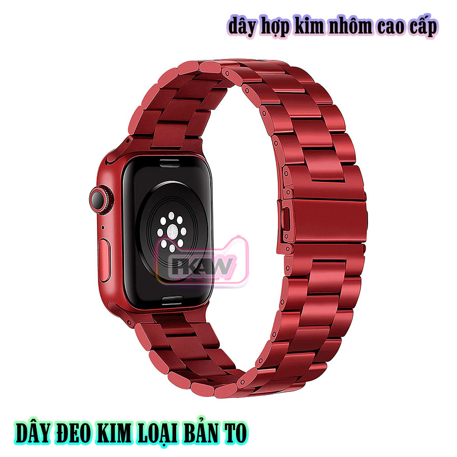 Dây đeo kim loại bản to dành cho Apple Watch 7/6/5/4/3/2/1 size 38/40/41/42/44/45 - nhiều màu