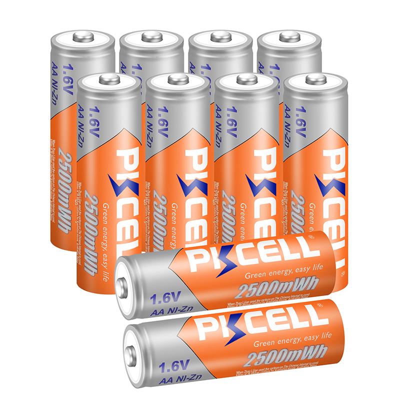 10 Chiếc PKCELL Pin AA Ni-Zn AA Sạc 1.6V 2500mWh bateria Pin Sạc Cho Đồ Chơi Pin Máy Ảnh Điện Áp Danh Định: 1.6V