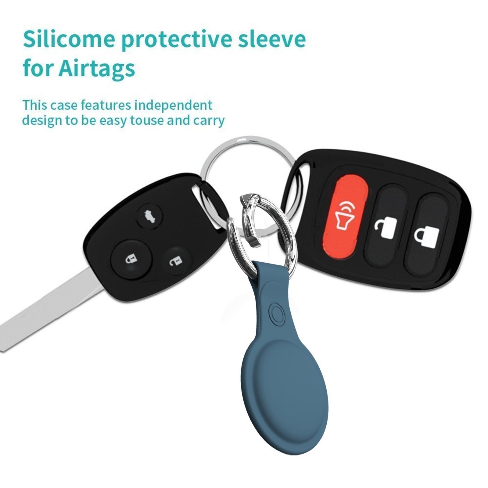 Silicone Case Sleeve for Apple AirTags with Anti-Lost Keychain Ring