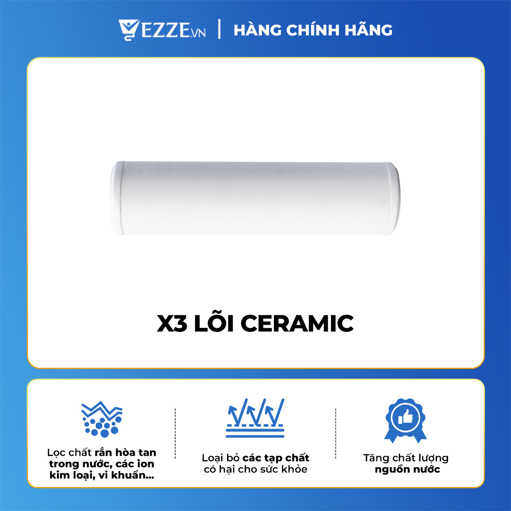 Combo 3 Lõi lọc Ceramic Đại Việt sản xuất sử dụng cho máy lọc nước Daikiosan & Makano- HÀNG CHÍNH HÃNG