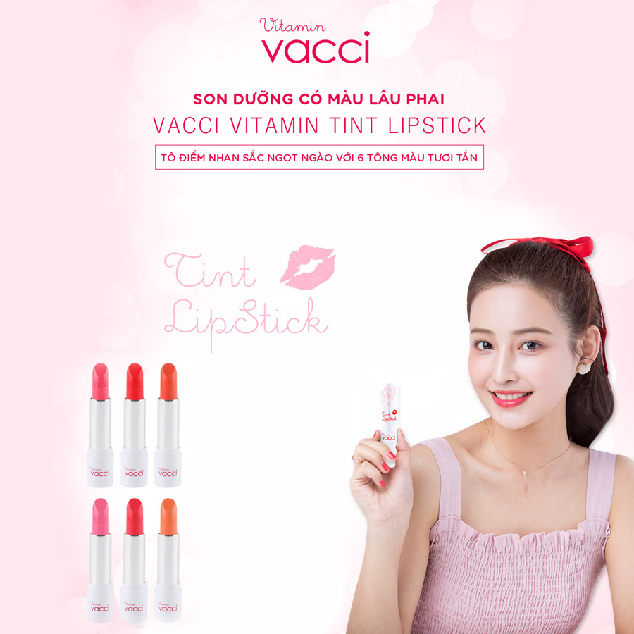 SON VITAMIN TINT VACCI DƯỠNG MÔI LÂU PHAI