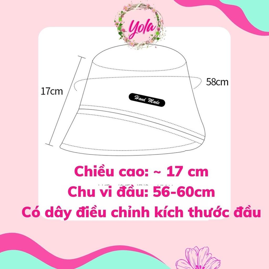 Nón bucket nữ Handmade YOLA SHOP, Mũ vải nữ vành nhỏ Hàn Quốc chống nắng MUBU.001 (QUA TẶNG CỘT TÓC)