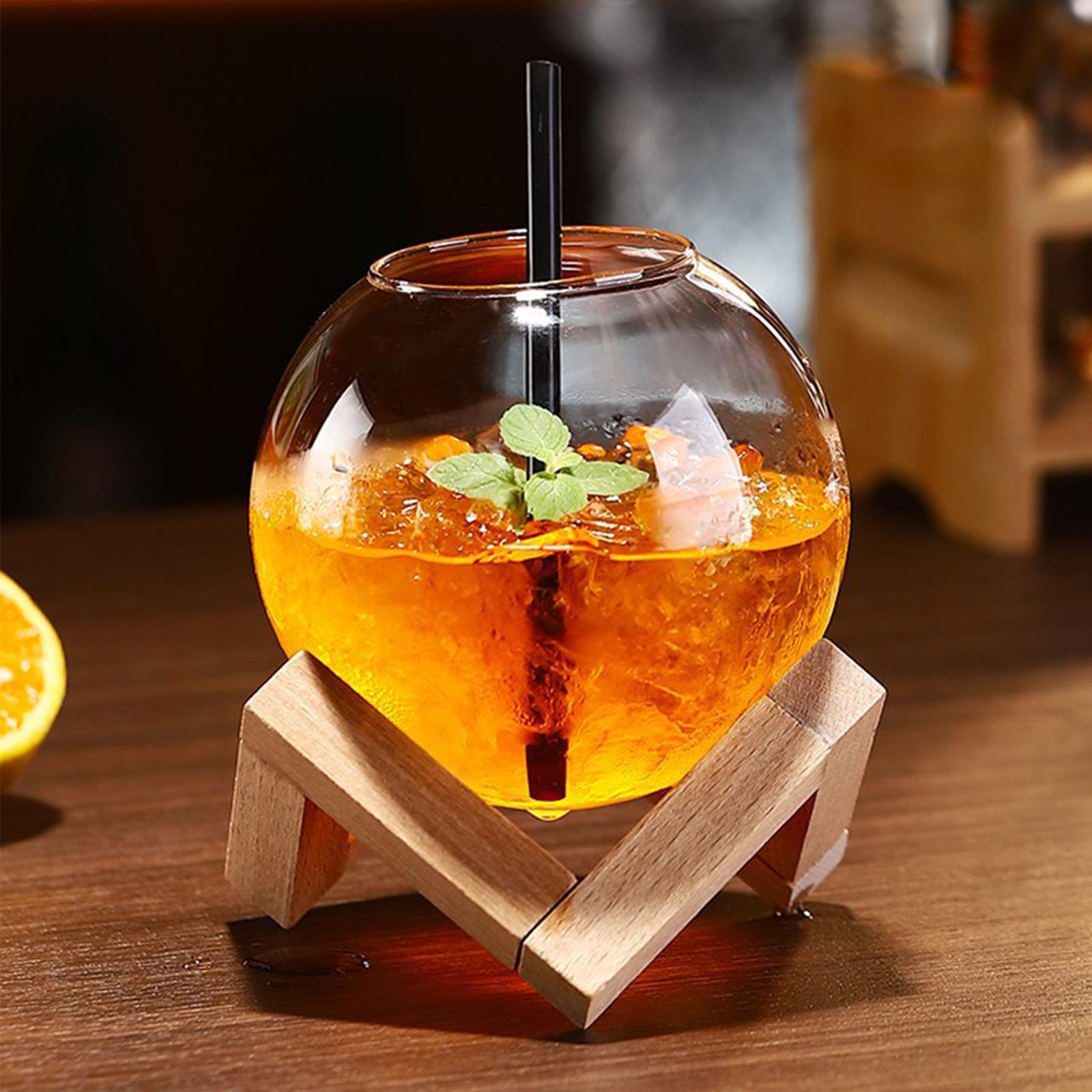 Cocktail Glass with Wood Stand Martini Glass for Wedding