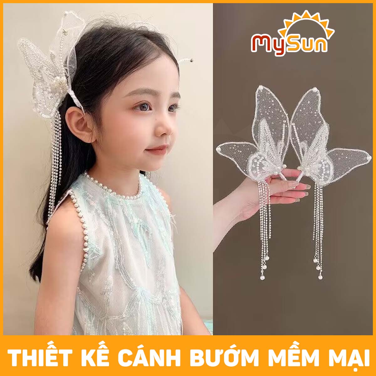 Kẹp tóc cho bé gái cài cột tóc công chúa dễ thương MySun AngelWing