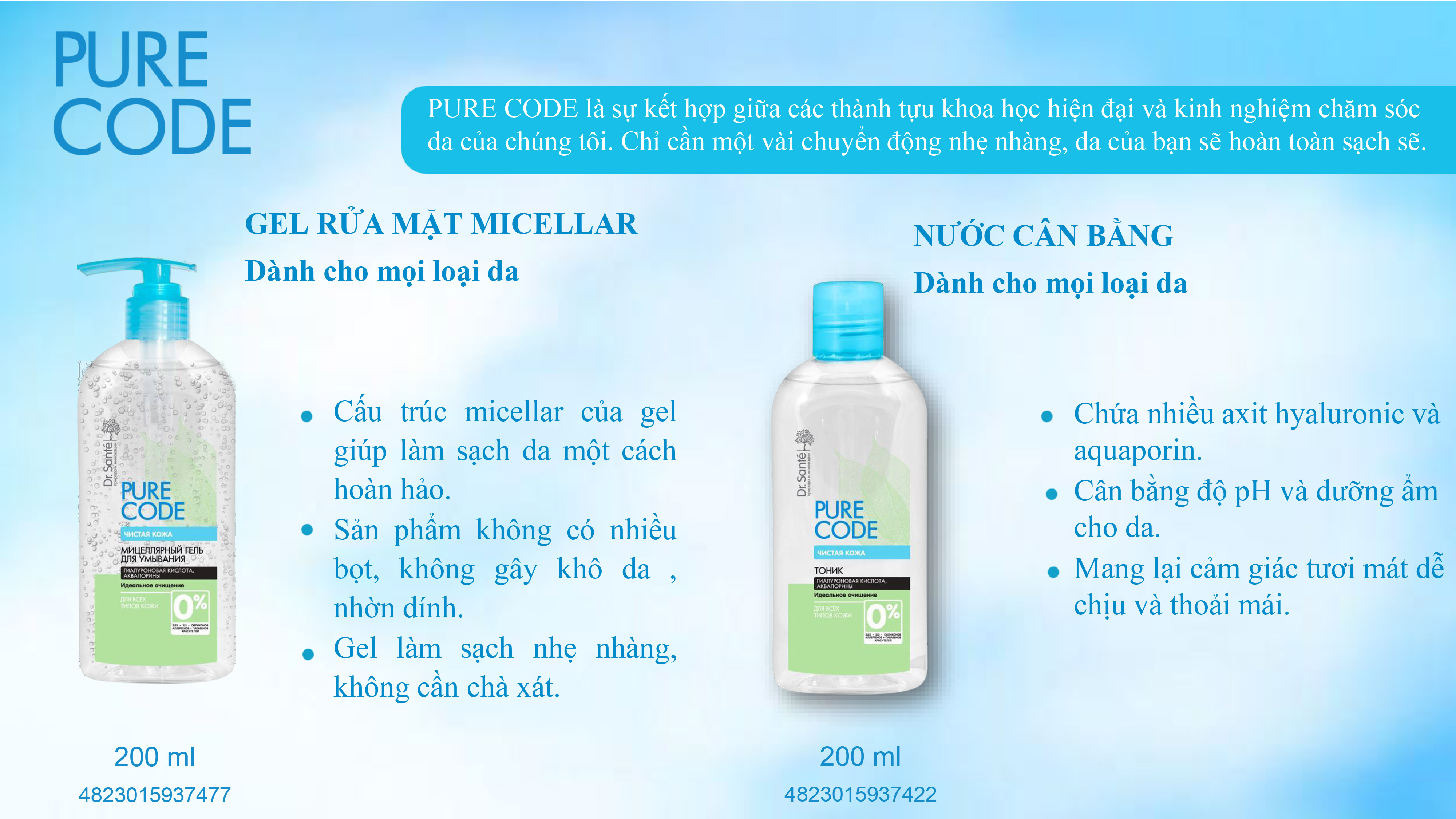 Nước cân bằng da Micellar Pure Cоde dành cho mọi loại da 200ml