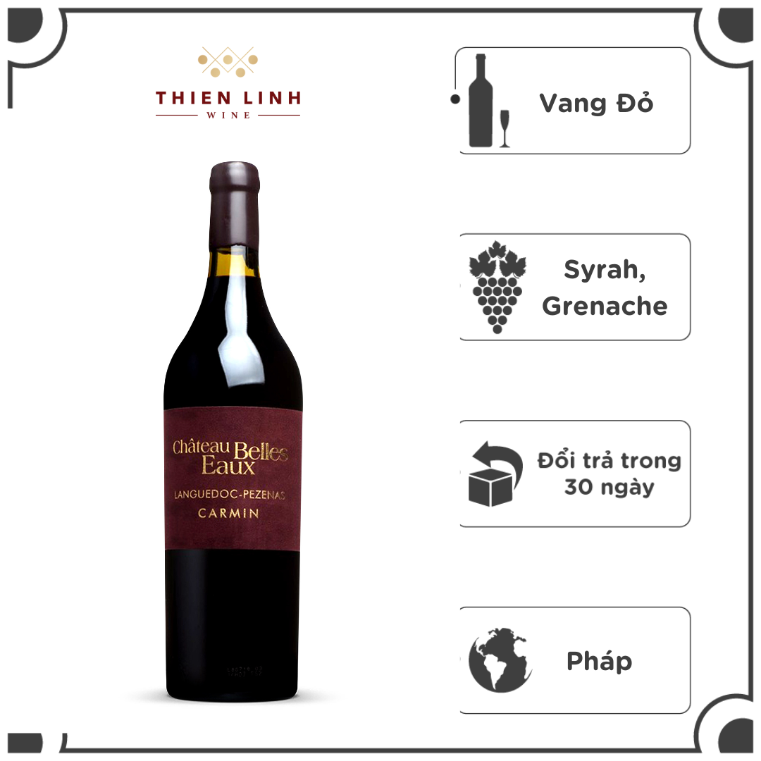 Rượu Vang Đỏ Pháp Chateau Belles Eaux Languedoc Pezenas Carmin