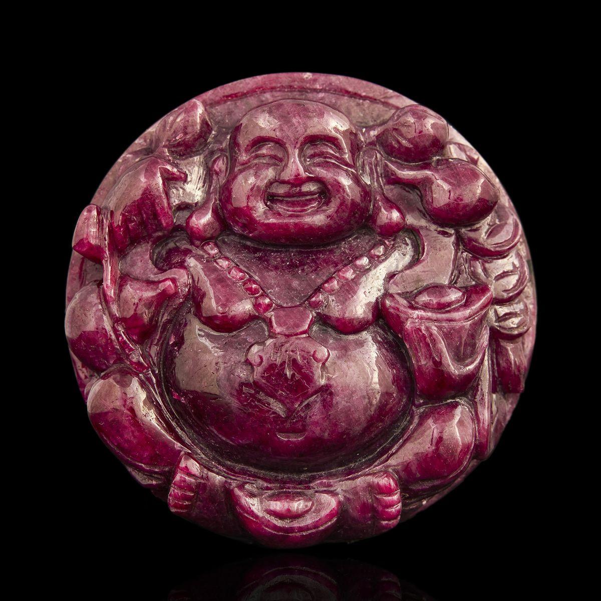 Mặt dây chuyền Phật Di Lặc Ruby #MRB0018 - Tự nhiên thiên nhiên - Cam kết hàng thật 100%