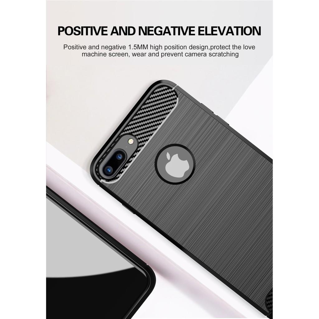 Ốp lưng cho iPhone 7 Plus 8 Plus dẻo Carbon phay xước chống sốc chống vân tay