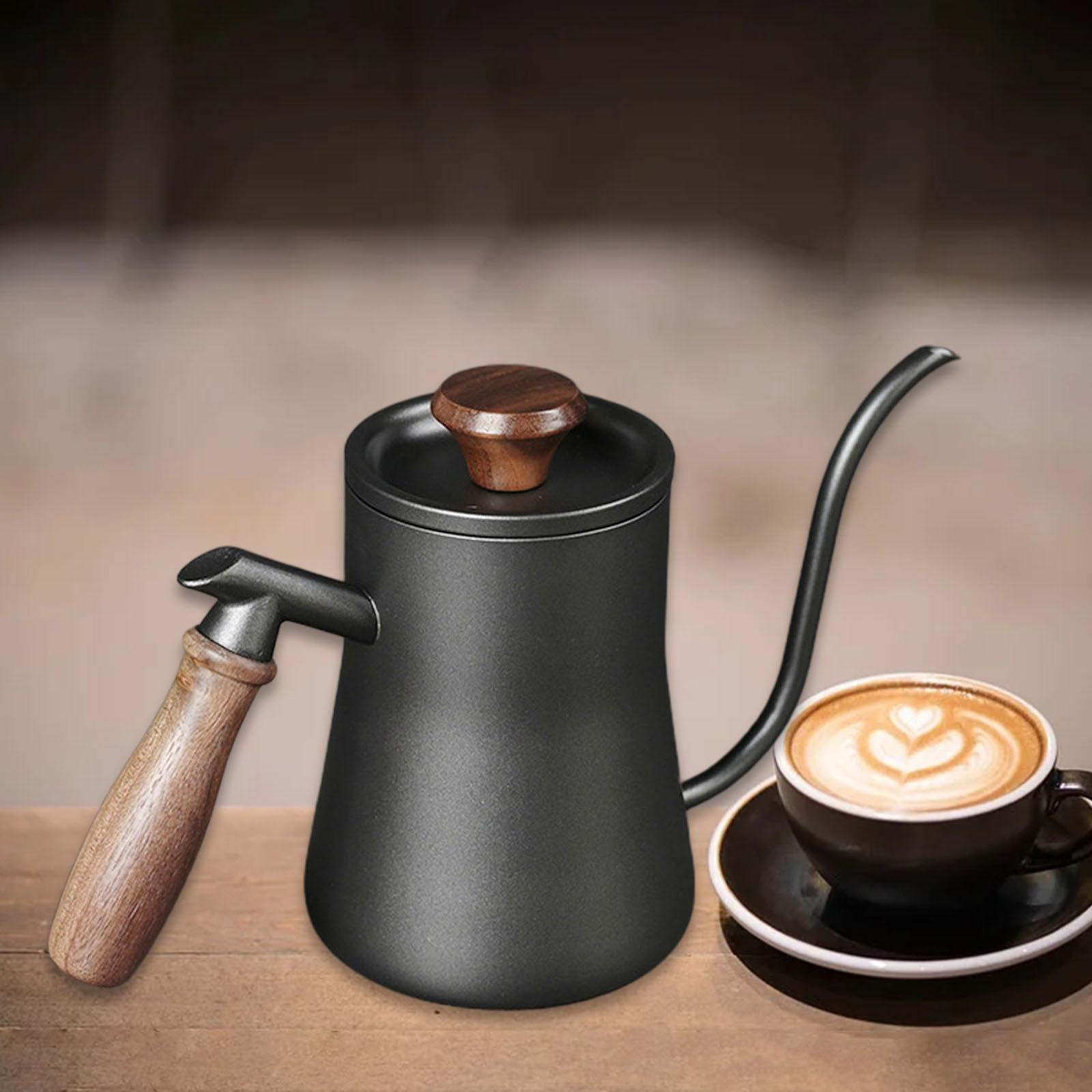 550ml Drip Kettle Wooden Handle Pour Over Coffee Pot Tea Kettle
