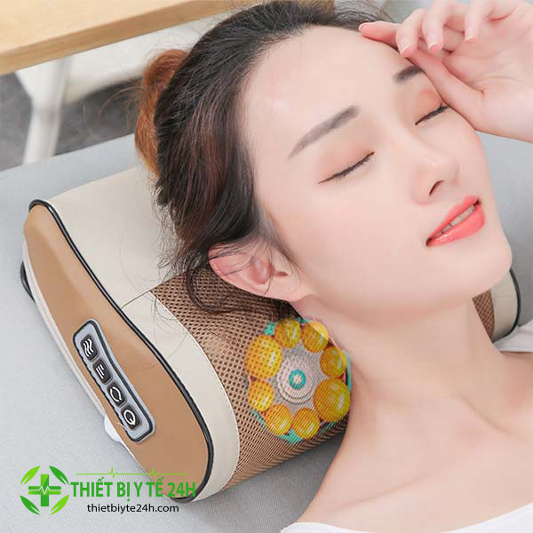 Gối Mát Xa, Gối Massage Hồng Ngoại Xoa Bóp Giảm Căng Thẳng 16 BI, Bảo Vệ Vai Gáy, Hỗ Trợ Mất Ngủ