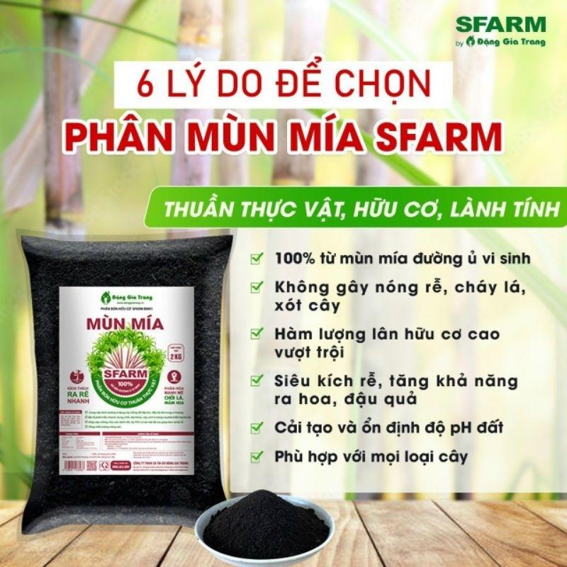 Phân mùn mía Sfarm thuần thực vật, hữu cơ, lành tính - túi 2kg
