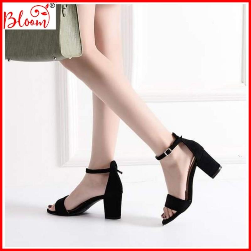 Giày cao gót nữ 7p đế vuông quai ngang kiểu dáng basic đẹp thời trang Giày sandal cao gót YUKIBLOOM mã BG10