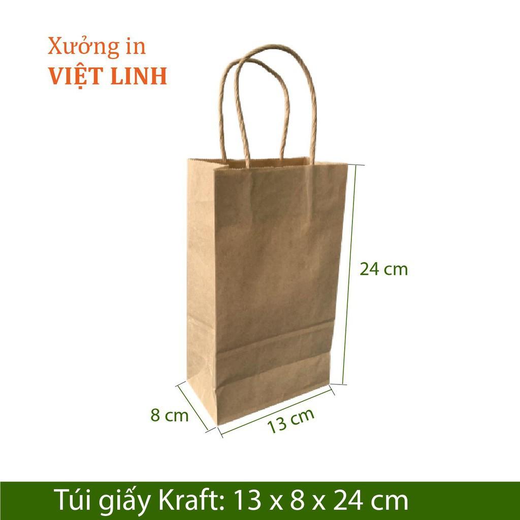 Combo 50 Túi Giấy Kraft Nhật Cao Cấp, Kích Thước ( DxRxC) 13x8x24 cm - Túi Giấy Xi Măng Đựng Hàng