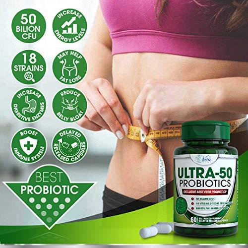Probiotics 50 Billion with Prebiotics - for Women and Men 18 Strains Patented Delayed Release Shelf Stable Probiotic Supplement for Digestive Health IBS and Bloating